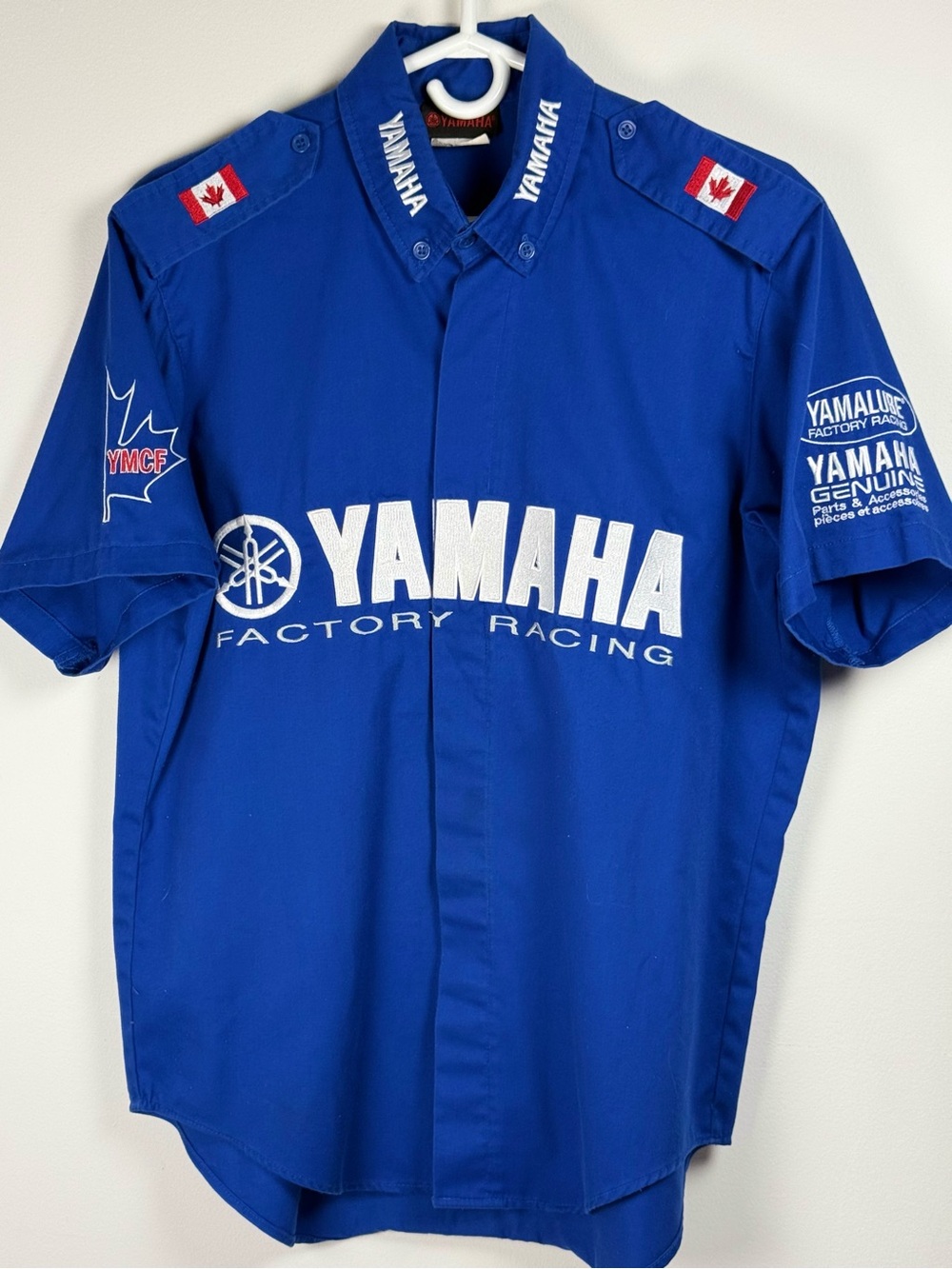 Yamaha Blue Factory Racing Button-Down Team Shirt size medium